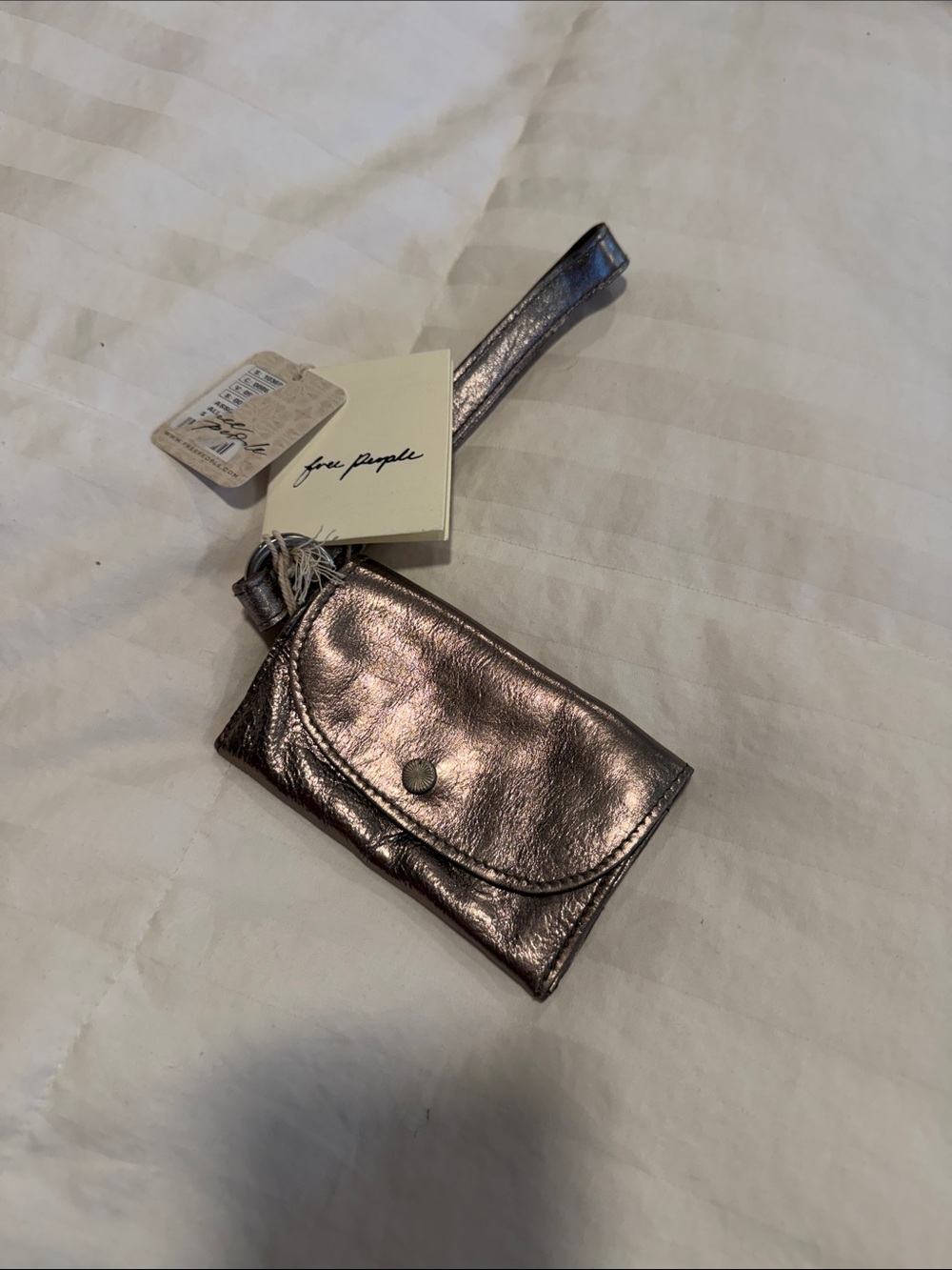 Free People Metallic Rose-Gold Wristlet Card Case